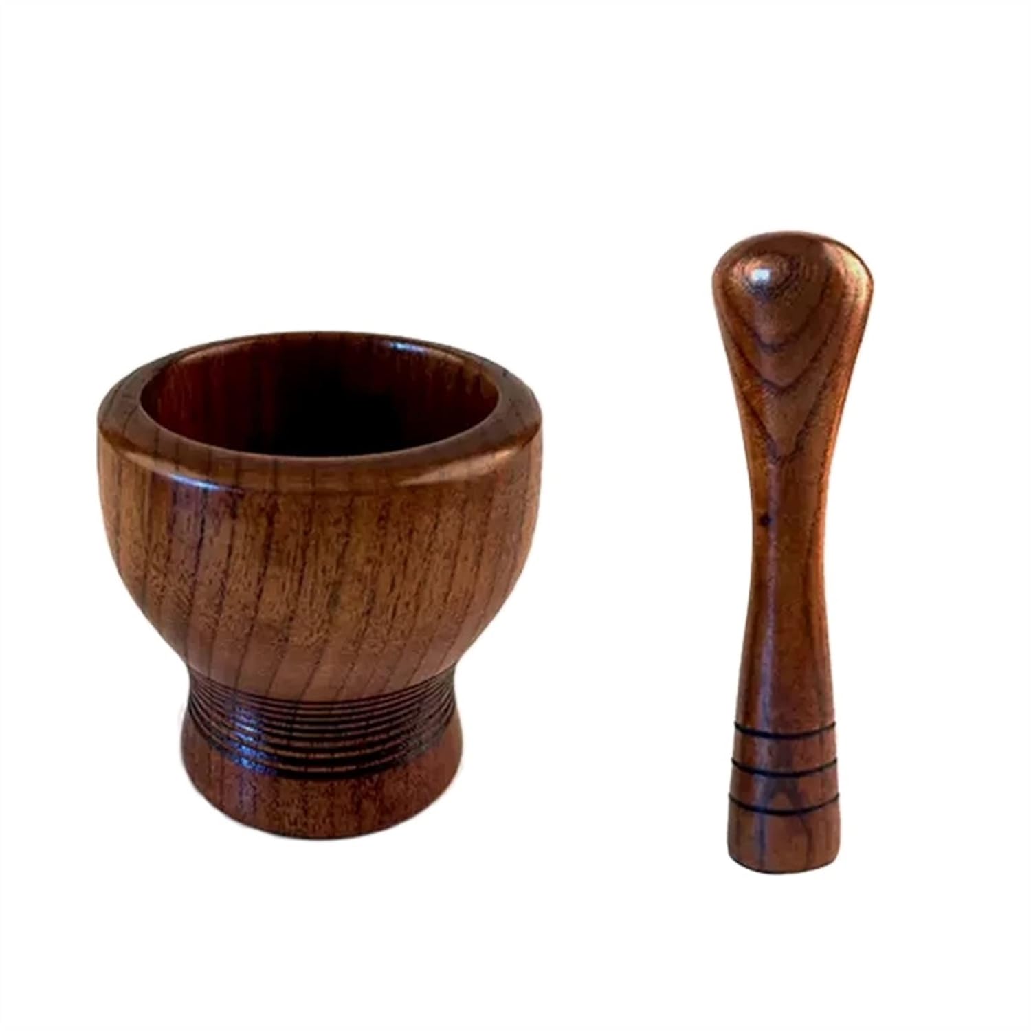 Garlic Presses Mortar and Pestle Set, Wooden Hand Mortar and Pestle Grinder for Garlic Press, Coffee Grinder, Ginger Crusher, Spice Grinding, Spices and Kitchen Usage, 4.2 Inch Mor