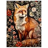 Mandun Paint by Numbers for Adult, Fox Paint by Numbers Kit for Adults Beginners, DIY Acrylic Oil Painting Kits with Brushes for Home Wall Decor 16x20Inch