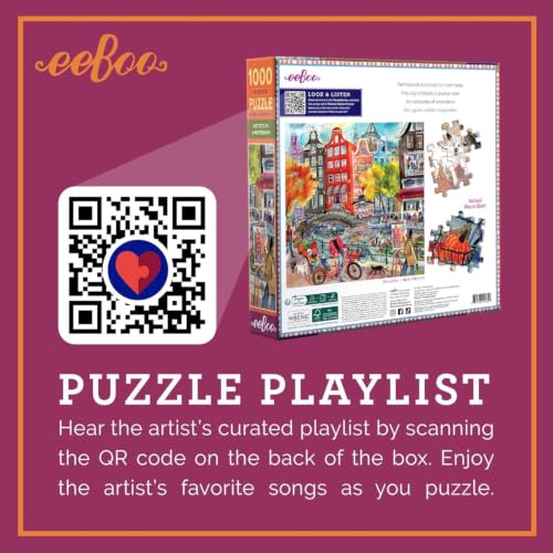 Image of eeBoo Artists in Amsterdam 1000 Piece Square Jigsaw Puzzle, 23 inch x 23 inch