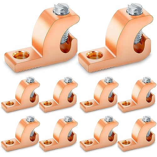 OHLECTRIC Lay in Lugs Grounding Connectors (10 Pack) Grounding Swimming Pool Lay in Connector - Pool Bonding Lugs, Ground Wire Lugs for 4-14 Wire Range - Quality Copper Wire Lugs for Conduits