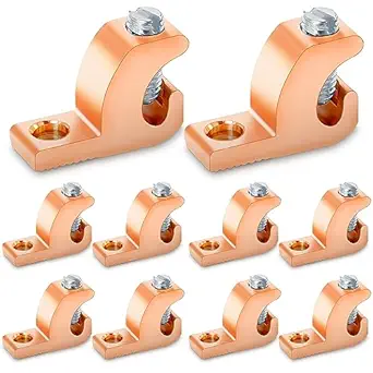 OhLectric Lay-in Connector - Made with High Conductivity Copper Alloy - Copper Conductor Lay-in Connector - Ideal for Grounding Swimming Pool and Conduits - 4-14 Wire Range, Pack of 10 - OL-43497