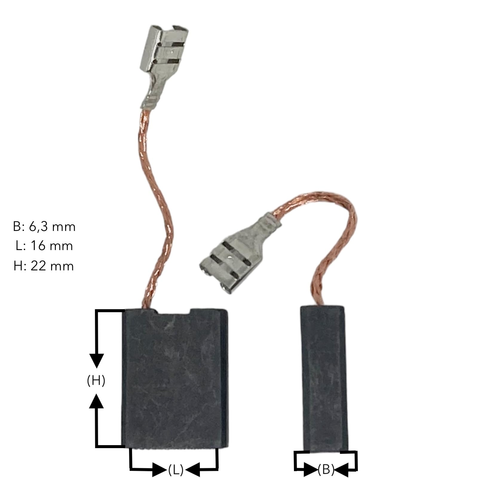 20 spazzole di carbone per smerigliatrice angolare Bosch 1873-8D ers. 1 607 014 171/1 607 014 178, 6,3 x 16 x 22 mm