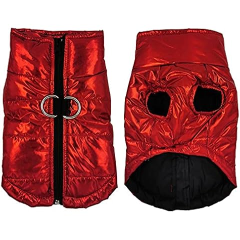 Poseca Dog Coats for Small Dogs Waterproof Dog Jackets Glitter Shiny Puppy Jackets Chihuahua Pug Clothes Pet Jacket Winter Warm Vest Dog Coat with D Ring Cover
