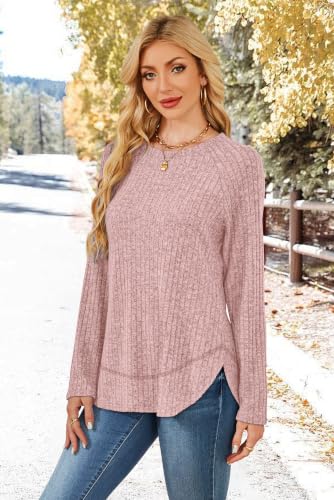 Image of WIHOLL Long Sleeve Shirts for Women Fall Sweaters Lightweight Trendy Tops