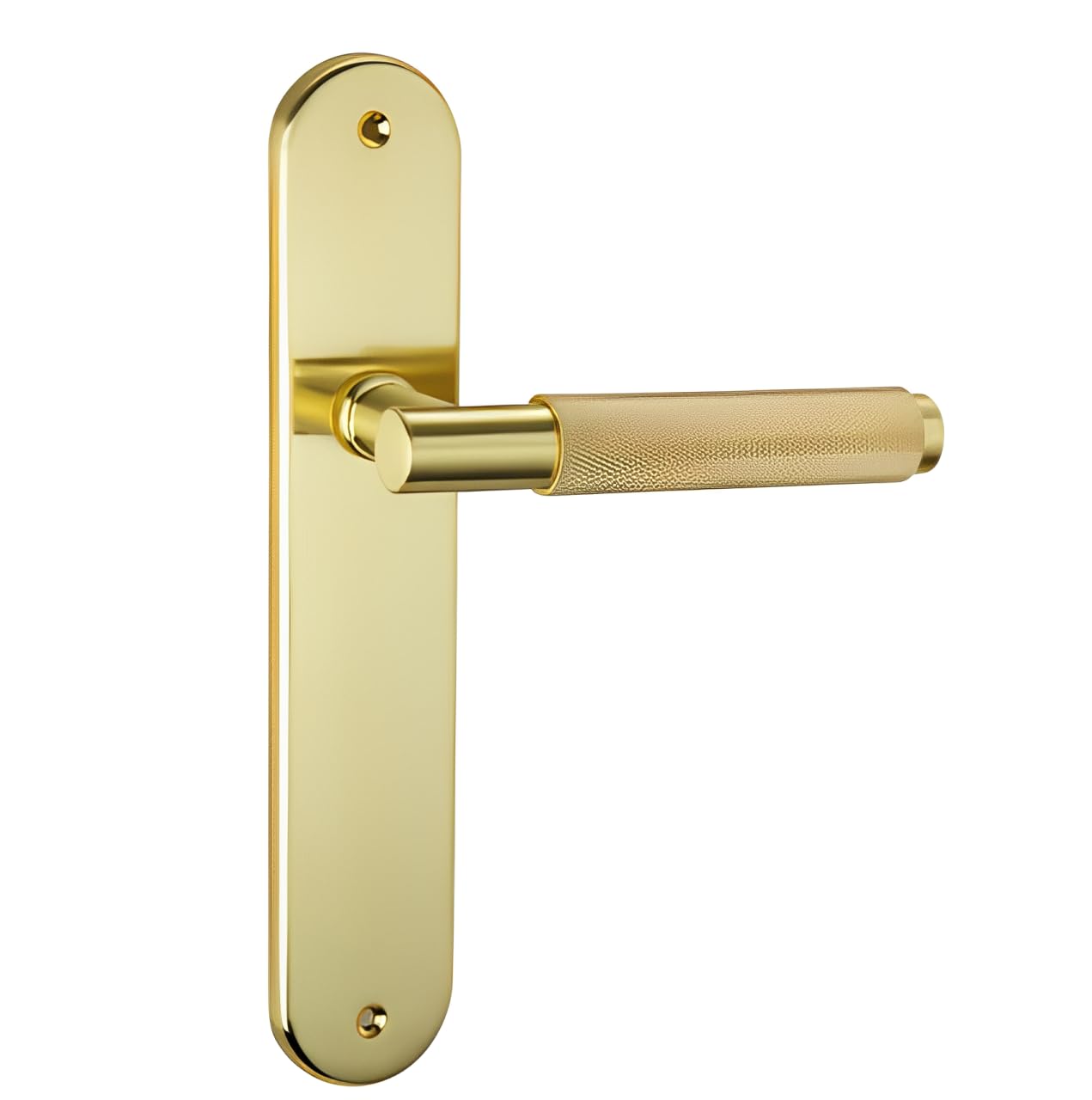 Manilla de Puerta Interior Placa Ovalada MRS-510 PS, Fabricada en Zamak, Acabado Latonado Satinado, Diseño Ergonómico y Moderno para Madera (250x48mm) - Ferretería y Bricolaje.