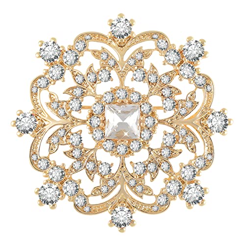 Grande broche fleur dorée pour mariage et tenues de fête