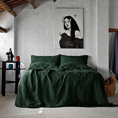 Linen Duvet Cover Dark Green Duvet Cover/Stonewashed Linen Bedding/Twin, Full, Queen, King, Euro and Custom Sizes/Comforter Cover (King)