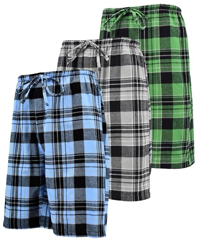 Image of Andrew Scott Men's Cotton Flannel Soft Woven Lounge PJ Shorts | Drawstring & Pockets | Multi Packs