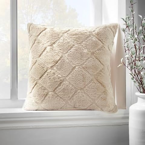 Catherine Lansfield Cosy Diamond Faux Fur Cushion Cover