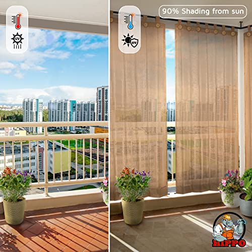 Image of HIPPO 180 GSM HDPE Outdoor Loop Curtain for Balcony & Patio Sun Blocking, UV Protection & Light-Filtering Curtains(Sand-Dune- 3FTX9FT) Pack of 2
