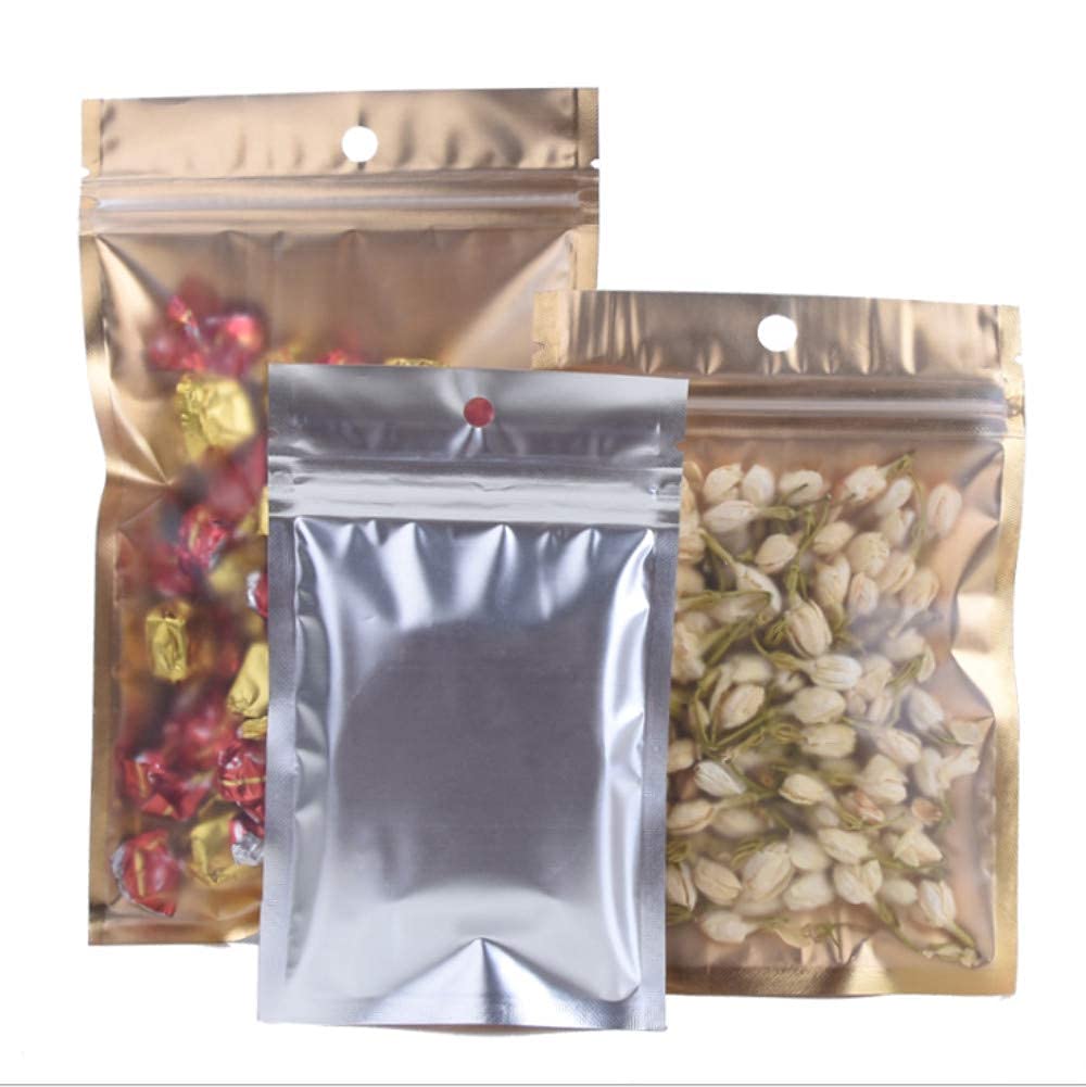 Bolsas con Cierre hermético, 100 Piezas de Papel Aluminio Mylar plástico autosellado(3.0x4.7 Inch)