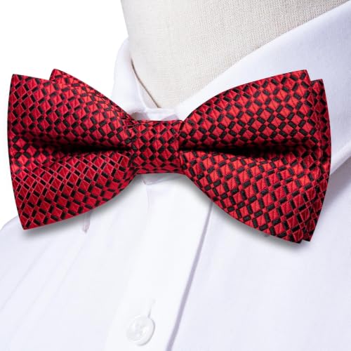 Image of Dubulle Mens Paisley Striped Bowtie Set Pre-tied Bowtie for Men and Pocket Square Set Wedding Business