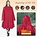 BTNEEU Regenponcho Damen Regencape Wasserdicht mit Reißverschluss Rain Poncho Festival Wiederverwendbar Regenmantel mit Kapuze und Ärmeln Regenjacke Fahrrad Lang für Wandern Camping Draussen (Rot)