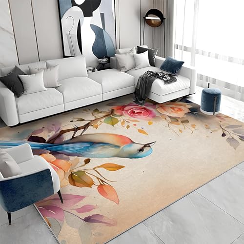 カーペット 鳥 花 グレー 160x160 正方形 現代 カーペット 1畳 洗濯機で洗える 滑らない 絨毯 薄い カシミヤラグ ホットカーペット床暖房対応 じゅうたん 防ダニ おしゃれ オールシーズン a&1322