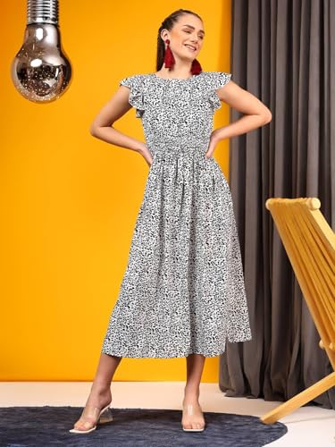Image of KOTTY Women's Flowy Midi Round Neck Plus Size Dress