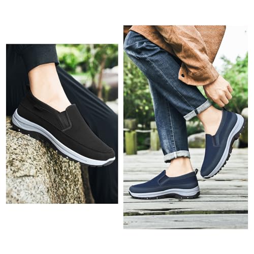 Men's Arch Support Slip-On Canvas Loafers, Lightweight Orthopedic Sneakers for Walking & Outdoor Hiking, Comfortable Casual Flats2