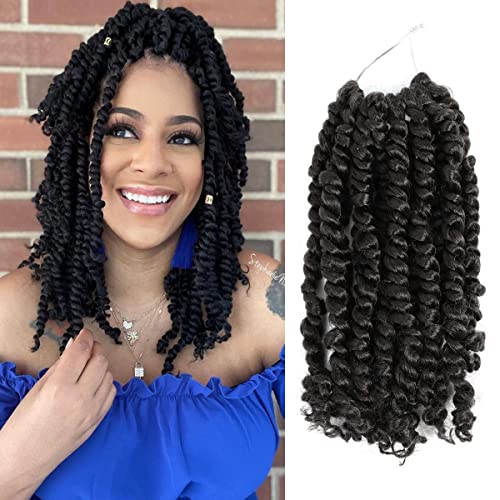 Osuntress Pre-Twisted Passion Twist Hair 10 Inch Pre-Looped Passion Twist Crochet Hair Synthetic Braiding Hair Extensions (10 Inch, 1B)