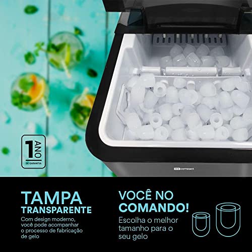 Máquina de Gelo 15kg Eos Ice Compact Emg02p Titanium 110v