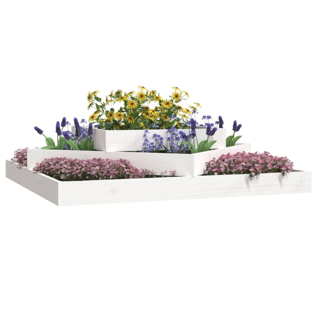 Vasca per fiori, da balcone, in legno massello di pino bianco, 112 x 112 x 27 cm, adatta per balconi da giardino all'aperto