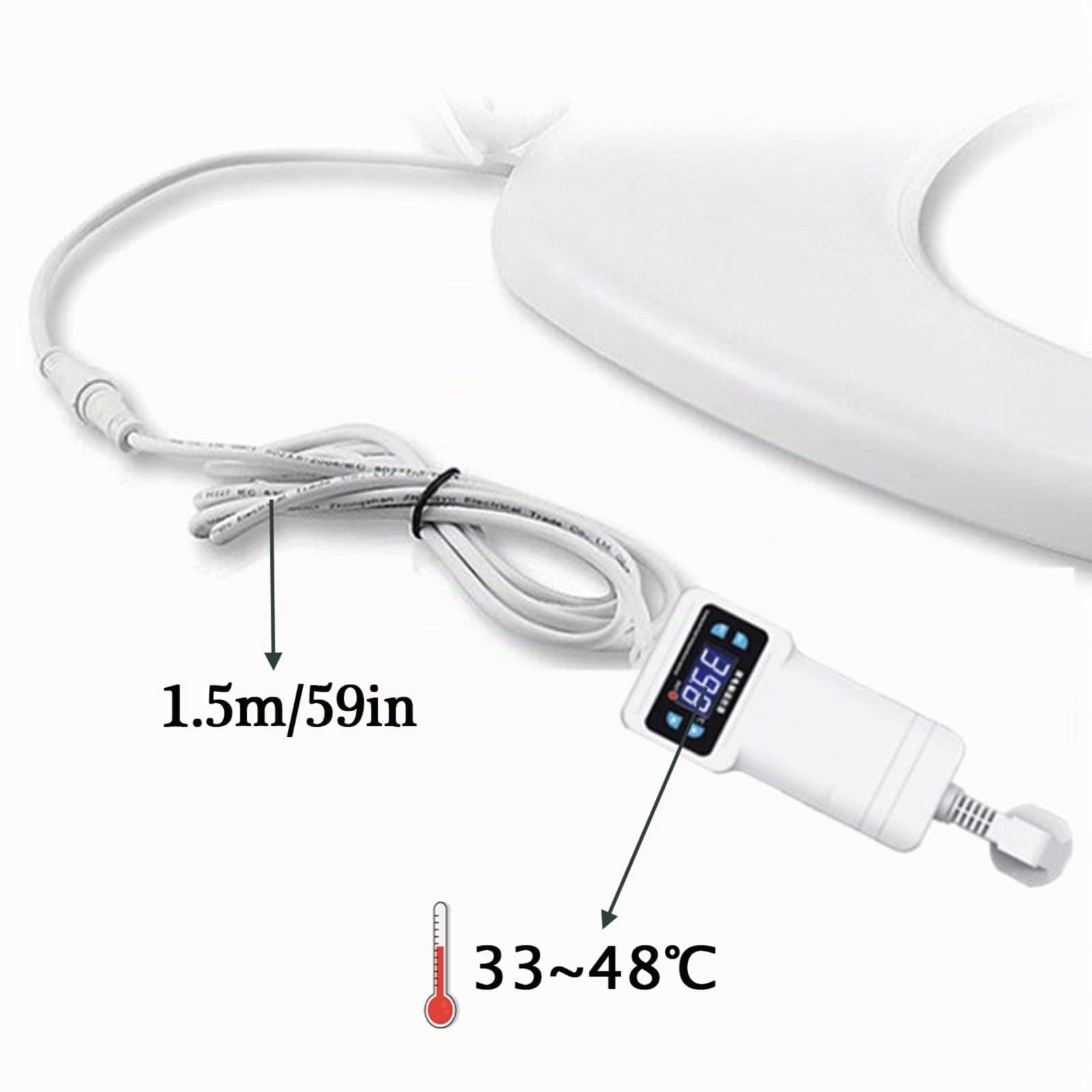 Sedile WC Elettrico Intelligente riscaldato con Temperatura Regolabile e Design a Forma di D in Polipropilene Bianco (Bianco)