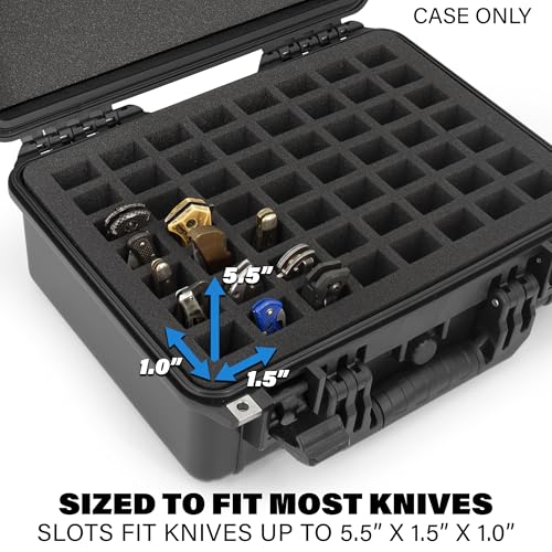 Image of CASEMATIX 56 Folding Knife Case | Waterproof, Fits 56 Folding Knives, Holds Knives Up To 5.5 inch Folded, Lockable Storage, Pocket Knife Holder & Organizer