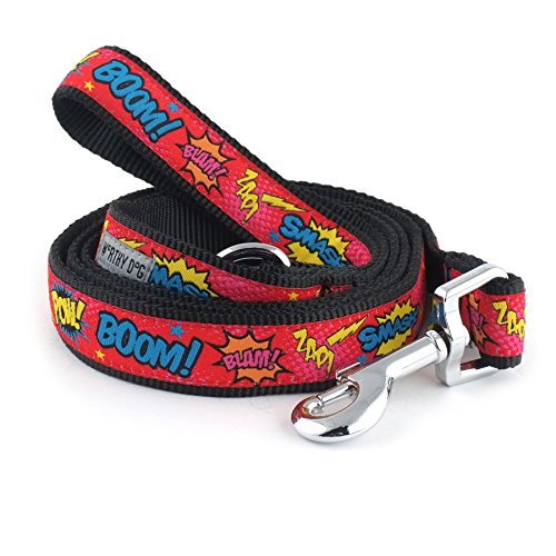 The Worthy Dog Comic Book Strip Speech Bubbles Blam Smash Boom POW! ZAP! Lead Designer Pet Dog Leash , Red, 1