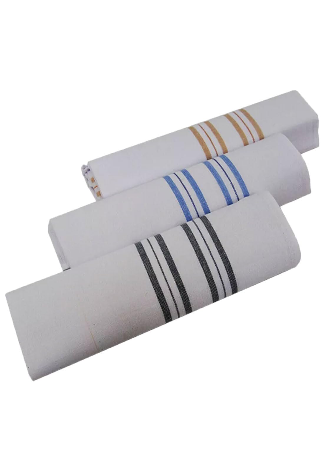 Indigo Soul Mens Handkerchiefs Pack Of 3 Hankies Set Assorted Pocket Square Hankies Weddings Prom Celebration Party Handkerchief (White With Colour Stripe, One Size)