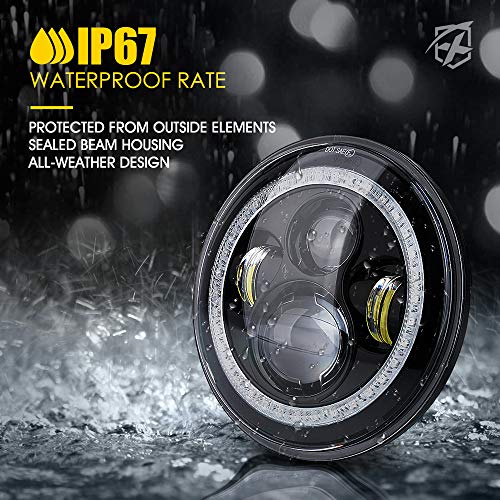 Image of 7 inch LED Headlights w /Stylish Halo & Turn Signal for 97-18 Wrangler TJ JK