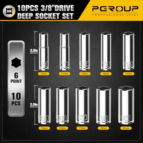Juego de llaves de vaso de impacto profundo de 3/8 metricas 10mm a 21mm para taller 3
