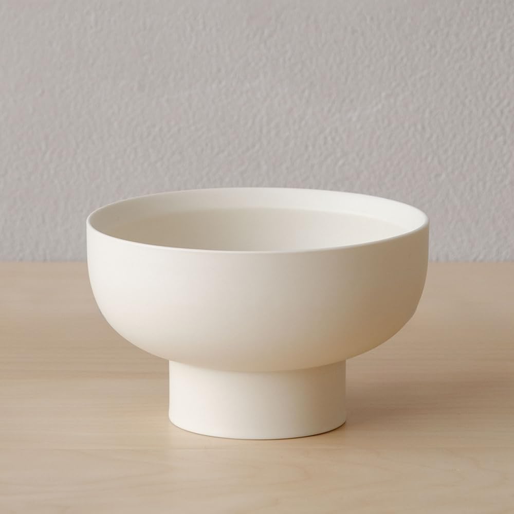 WENSHUO Small Pedestal Bowl, Decorative Ceramic Fruit Bowl, 5.5 in, Crème