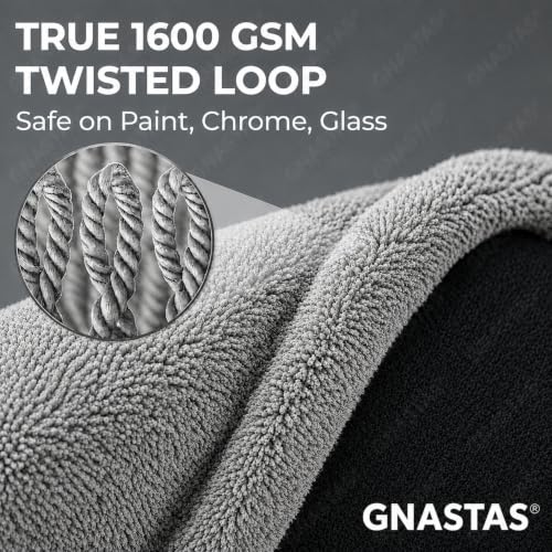 Image of Microfiber Car Drying Towel Ultra-Thick, Super Absorbent, Streak-Free & Scratch-Free Cleaning Cloth | Dual-Sided Edgeless Detailing Towel for Cars, Home & Kitchen 1PC (40x40 CM (Grey-Black))