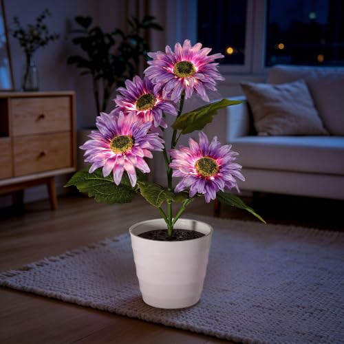 Image of Purple Daisy Flower Table Lamp Decor Gifts for Women Birthday Christmas