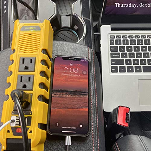 VEMOTE 150W Car Power Inverter Charger DC 12V to 110V AC Converter with 2.4A Dual USB Ports 3 Charger Outlets and 1 Cigarette Lighter Socket Adapter for Phones Tablets PC Laptops