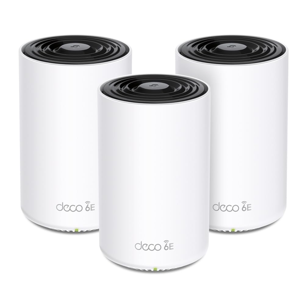 TP-Link TP-Link Deco WiFi 6E Mesh AXE5400Mbps Tri-bande Deco XE75 Pro(3-pack), Couverture de 670㎡, WPA3, 1 port 2.5G, 2 ports Gigabit, idéal pour grandes maisons, Profitez au maximum de votre abonnement Fibre