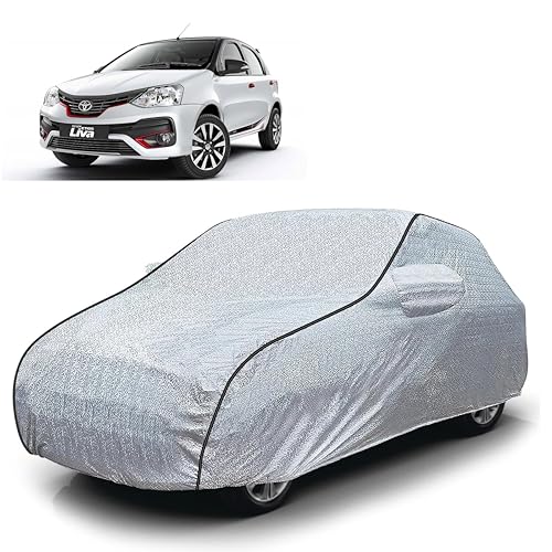 Image of Sulfar 100% Waterproof Car Body Cover Compatible with Mirror for Toyota Fortuner (Triple Stitched, Full Bottom Elastic, Magic Silver with Black Piping)