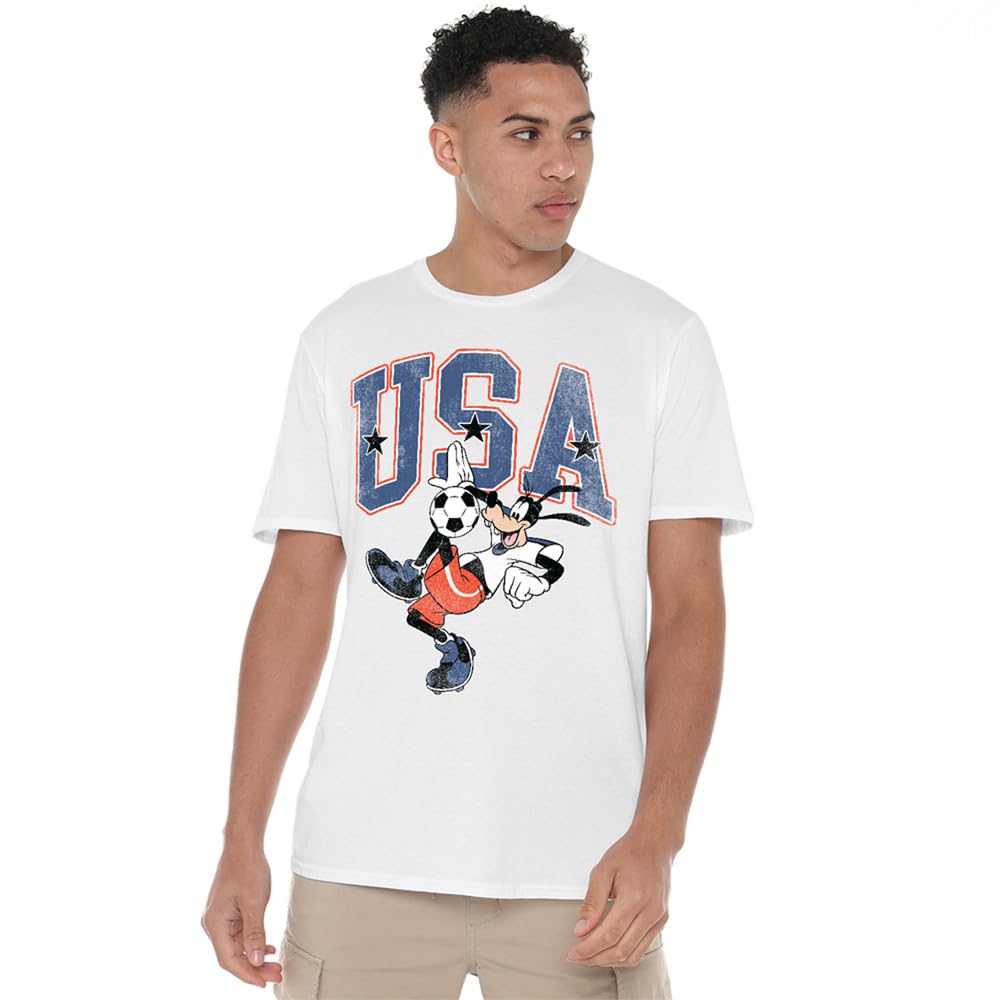 Disney Goofy Football USA Unisex T Shirt, White, XXXX-Large