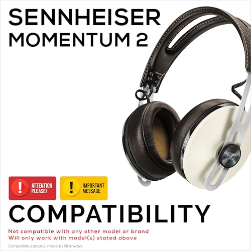 Coussinets Sennheiser Momentum 2 Brainwavz en cuir PU noir - 2