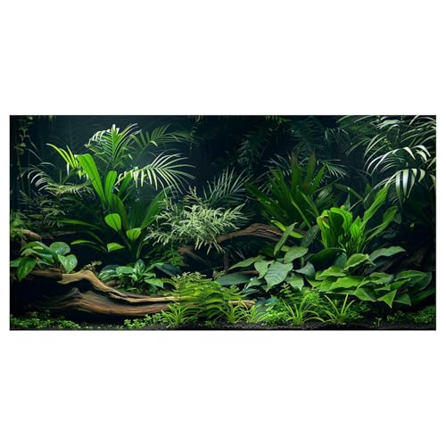 Dizifinn Aquarium Background, Aquatic Plant River Bed & Lake Tropical Undersea Tree Branch Fish Tank Background, 6 EVA Double-Sided Tapes 36x18 inches/90x45