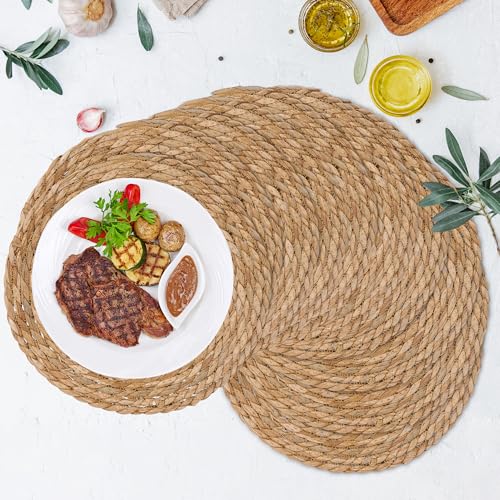 Genmous & Co. Genmous Woven Placemats Set Of 10, 12 Inch Round Placemats Natural Water Hyacinth Boho Placemats,Farmhouse Rattan Chargers For Dinner Plates thumb #8