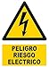 Wurko - Cartel Adhesivo"Peligro Riesgo Eléctrico" 7,5 x 5,5 cm