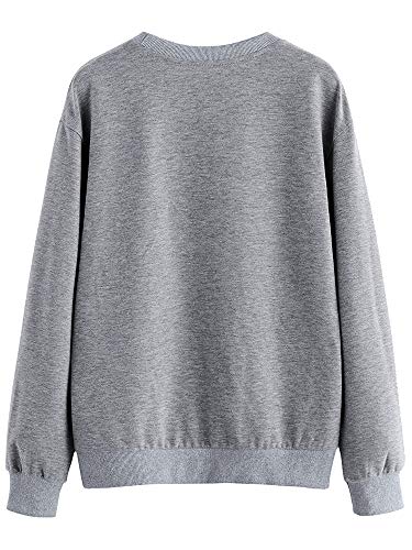 Dresswel Damen Hundepfote Druck Sweatshirt Herzmuster Pullover Basic Tops Rundhals Langarmshirt Oberteile Herbst Winter