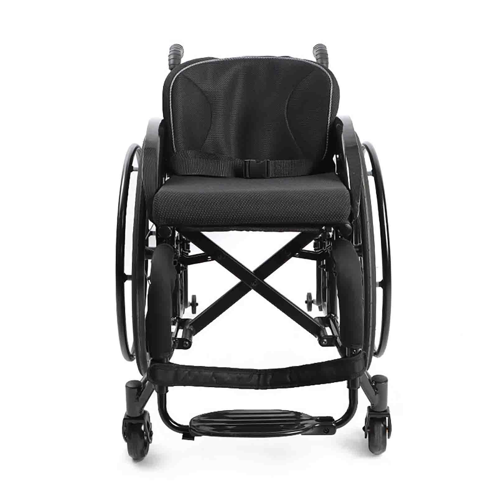 Silla de ruedas ultraligera, silla de ruedas manual autopropulsada negra con ancho de asiento, silla de ruedas deportiva plegable portátil para movilidad
