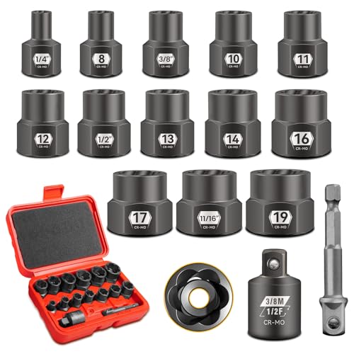 15-Piece 3/8″ Drive Impact Bolt Ex…