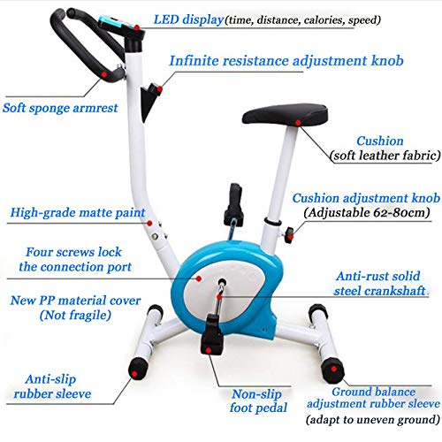 Image of Electric Pedal Home Exercise Bike,Exercise Bike Indoor Cycling Bike Stationary Bicycle with Resistance Workout Home Gym Cardio Fitness Maine Upright Bike (Blue) Mini Exercise Bike Stepper