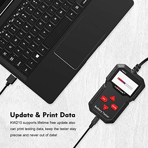 KONNWEI KW210 Car Battery Load Tester 12V 100-2000 CCA 220AH Professional Automotive Alternator Digital Analyzer Waveform Voltage Test Tool for Vehicle/Boat/Motorcycle