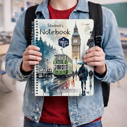 Image of GOWOO A4 size Ruled spiral notebook || set of 4 || 800 pages || 4x200 pages each notebook || Daily Practice Book