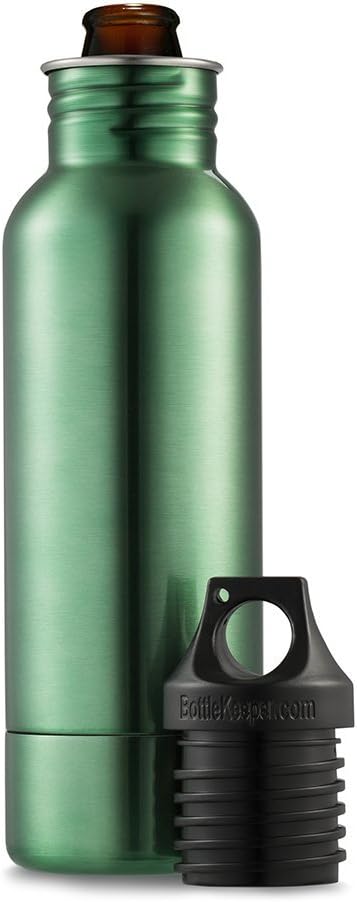 BottleKeeper 1.0 The Original Stainless Steel Bottle Holder and Insulator to Keep Your Beer Colder, 12 oz, Green