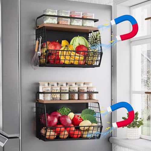 Estante metálico de pared para frutas y verduras que despeja tu encimera de cocina 8