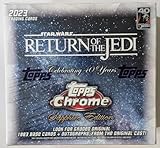 2023 Topps Chrome Sapphire Edition Star Wars Return of the Jedi Factory Sealed Hobby Box. 8 Packs of 4 Cards. Look for possible Graded Original 1983 Base Cards and Autographs from the Original Cast.