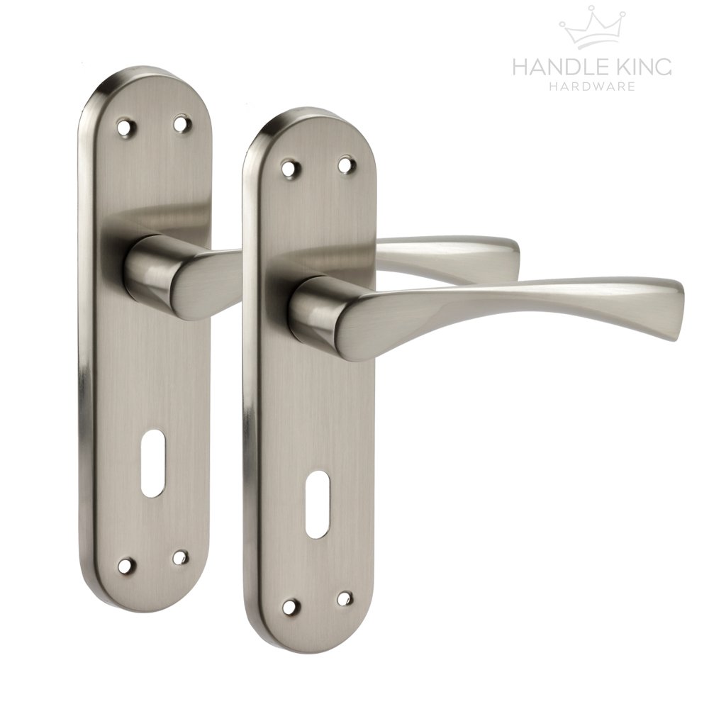Handle Kingdom Ltd Chrome Modern Brushed Door Handles On Lock Backplate H751222s